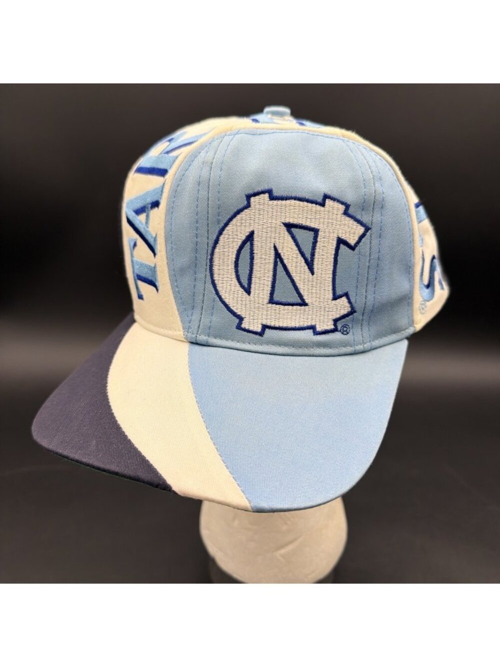 Vintage 1990s North Carolina Tar Heels Swirl Big Logo Snapback Hat Cap